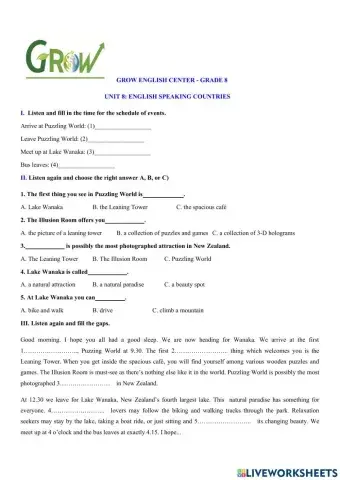 E8- Unit 8 - Listening