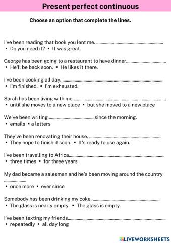 Present perfect continuous