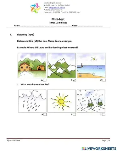 Flyers-Mini Test-Unit3-L3+4