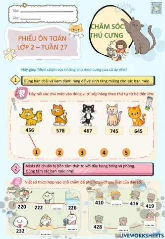 Lớp 2 - Toán - Tuần 27 - Đề 1