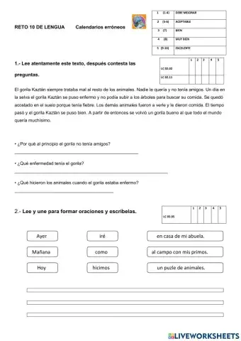 Examen tema 10 lengua 2ºB