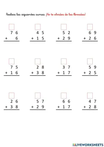 Sumas con llevadas 2