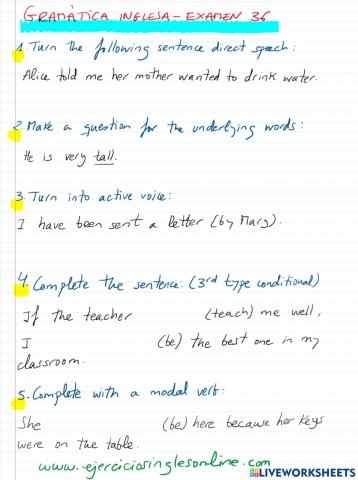 Gramática inglesa - Examen 36