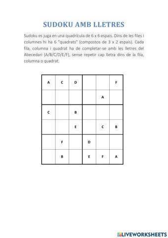 Sudoku Lletres