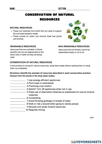 Conservation of natural resources