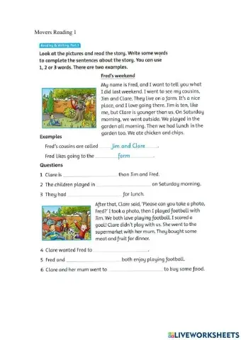 Movers Reading and Writing