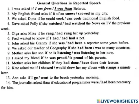 Reported Speech General questions