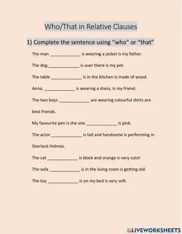 Who Which relative pronouns