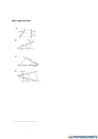 Ejercios de teorema de thales. -08. 4toB