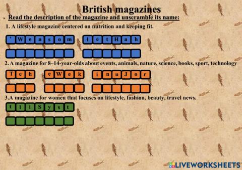 British magazines Spelling