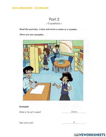 Skills Builder For Cambridge - Starters - Listening Part 2 - Test 3