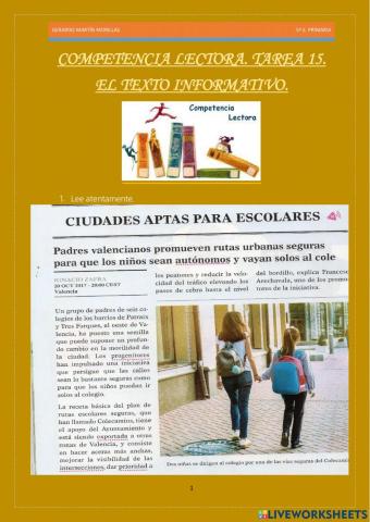 Competencia lectora. Tarea 15.