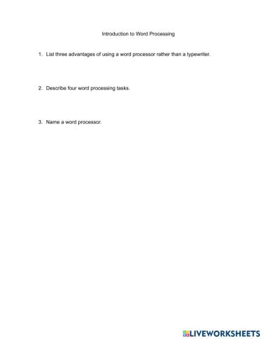 Introduction to Word Processing