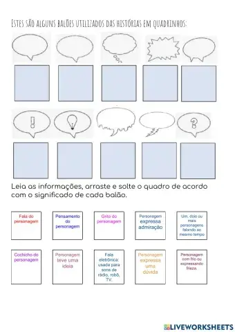 Relacionar tipos de balões