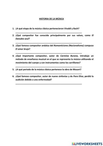 PREGUNTAS HISTORIA DE LA MÚSICA