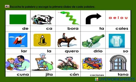 Vv: escucha y escoge la primer sílaba