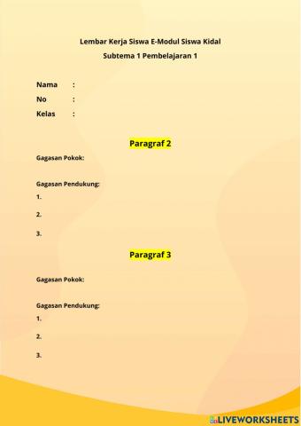 LembarKerja Emodul Siswa Kidal Kelas IV Tematik Tema 1 Subtema 1