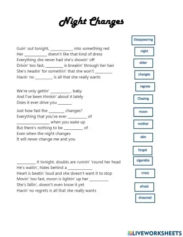 Night Changes -One Direction -Song listening Lesson