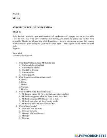 Soal ujian bahasa inggris