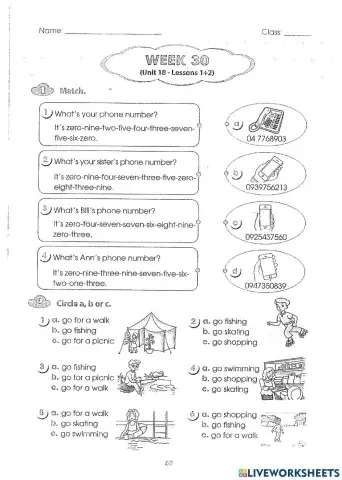 Unit 18: what's yoủ phone number?
