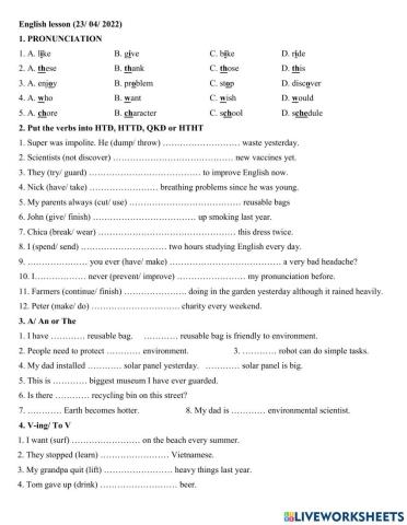 Group 5 - V-ing, To V review