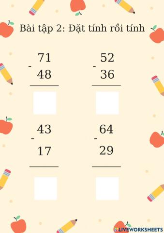 Phép trừ có nhớ trong phạm vi 100