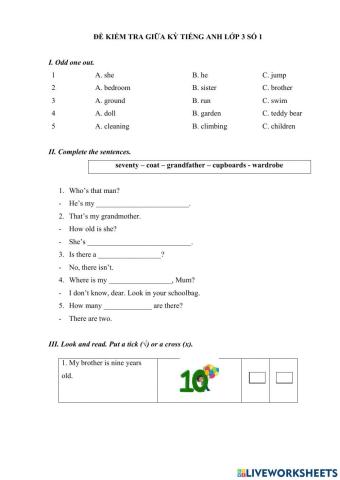 The second mid-term test grade 3