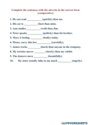 Comparison of adverbs