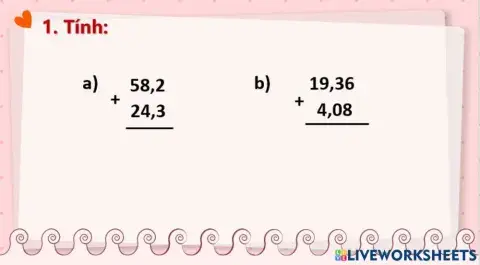 Bài tập 1- cộng số thập phân