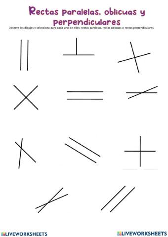 Restas paralelas, perpendiculares y oblicuas