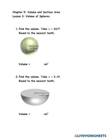 Volume of Sphere and Hemisphere
