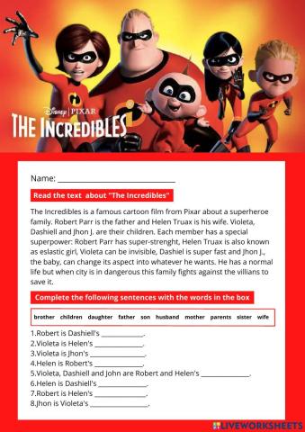 Family Tree: The Incredibles