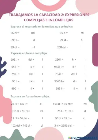 Capacidad: expresiones complejas e incomplejas.