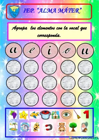 Agrupa los elementos con vocales