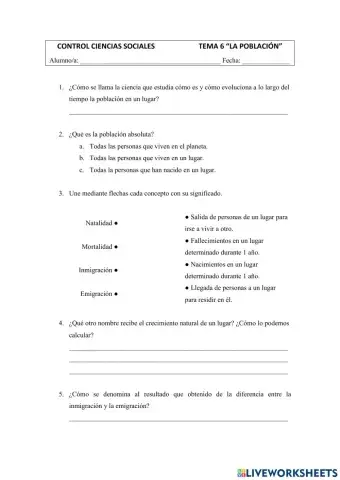 Prueba de control -La población-