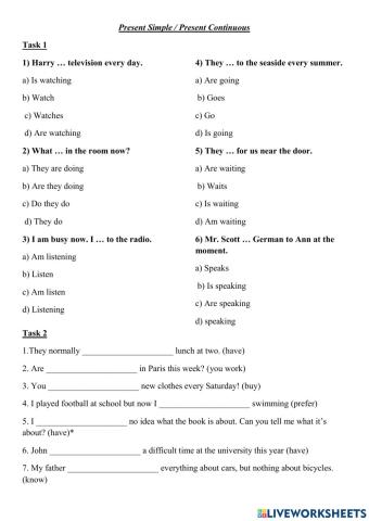 Present Simple vs Present Continuous