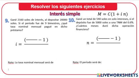 Interés Simple ordinario 5 A