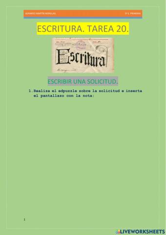Escritura. Tarea 20.