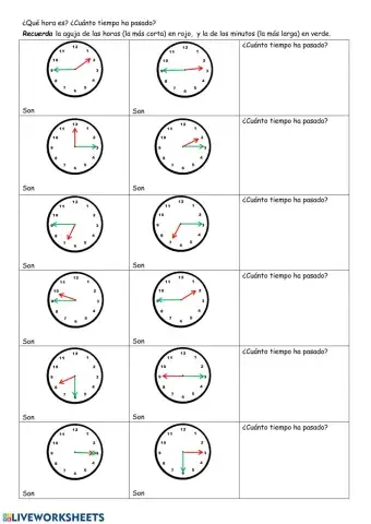 ¿Qué hora es?. ¿Cuánto ha pasado? 2