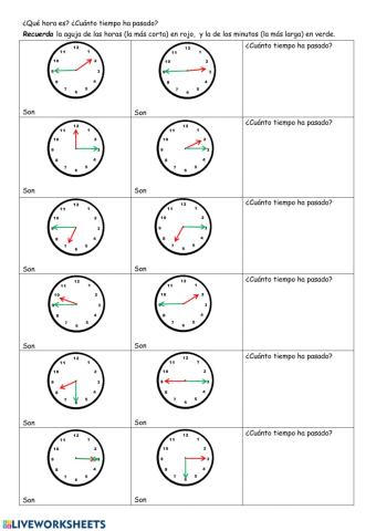 ¿Qué hora es?. ¿Cuánto ha pasado? 2