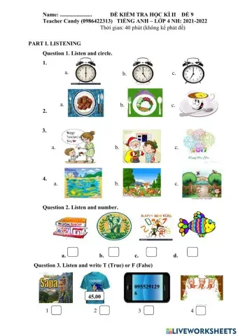 Midterm test 10 grade 4