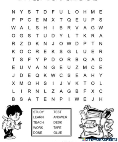 Wordsearch of verbs