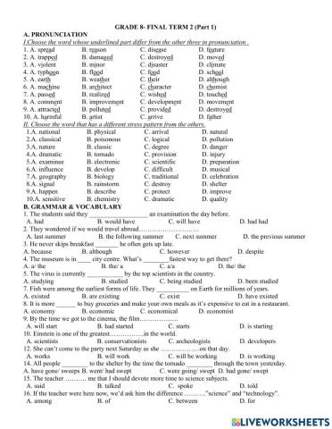 Grade 8- Final term 2