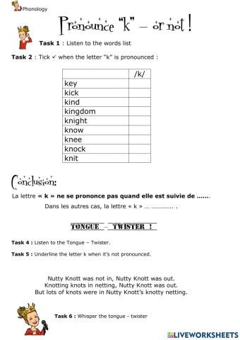 Pronunciation letter K