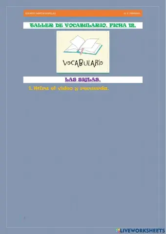 Taller de vocabulario. Ficha 12.