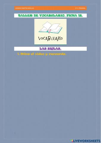 Taller de vocabulario. Ficha 12.