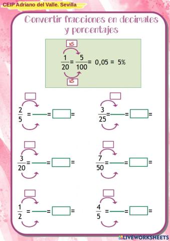 Porcentajes desde fracciones y decimales