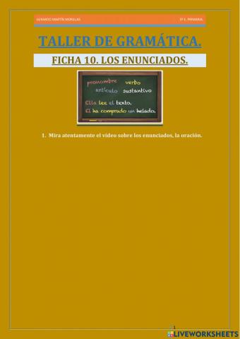 Taller de gramática. Ficha 10. II.