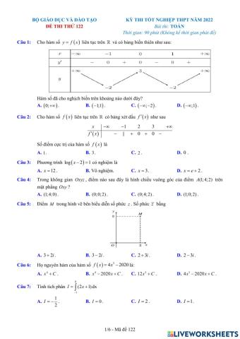 TNTHPT-MĐ-67-Đề ôn tập số 122