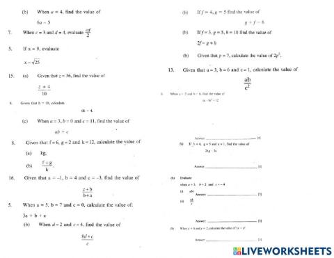Algebraic Substitution (BJC Practice)